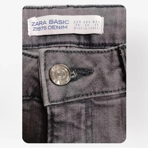 Zara Ankle Floral  Skinny Low Rise Grey Jeans Size 4 - Picture 10 of 10